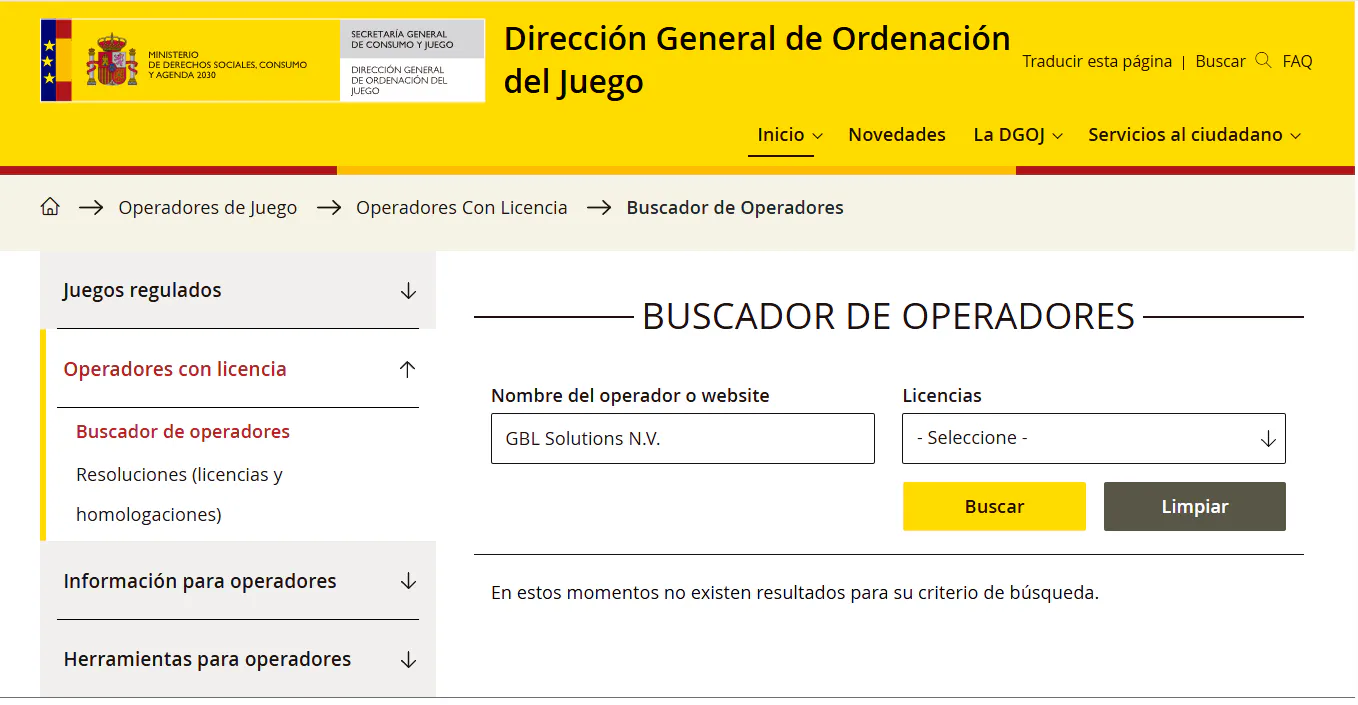 Registro oficial de operadores de juego online de la DGOJ